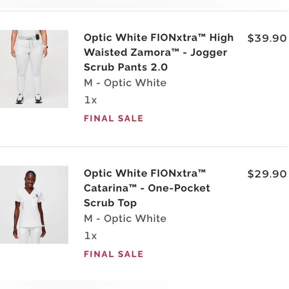 Figs Optic White Scrub set